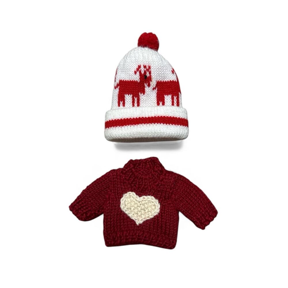 Vintage Teddybear Winter Knit Accessories or Preemie Baby Set